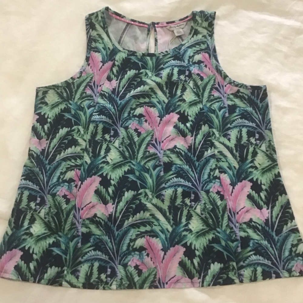 Tommy Bahama The Bahama Coast Island Navy Villa Palms Sleeveless Top NWT, Size L